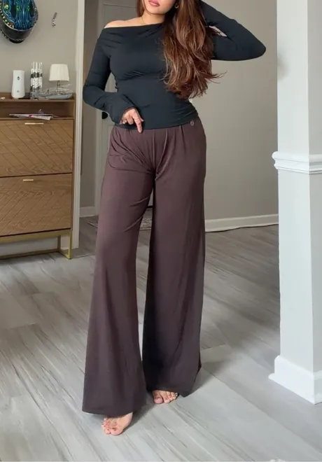 Krysh Wide Leg Peached Jersey Pants